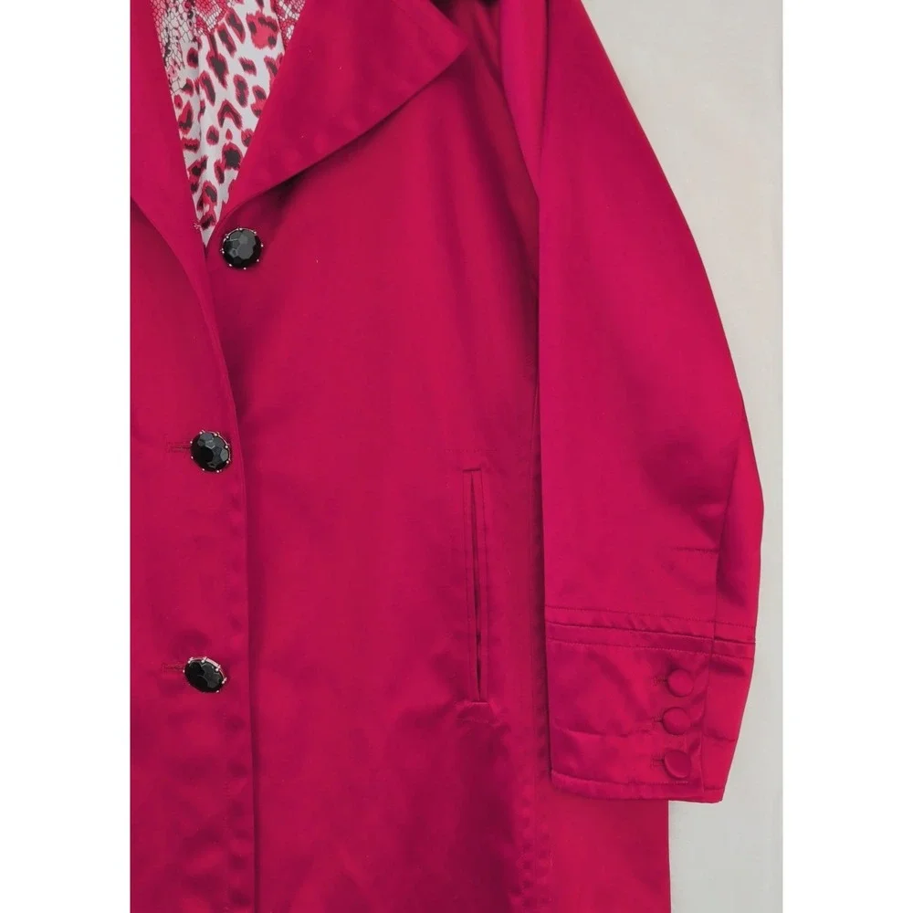Dennis by Dennis Basso Jacket‎ Womens 1X Red Button Front Lined Spring Fall - Picture 4 of 11